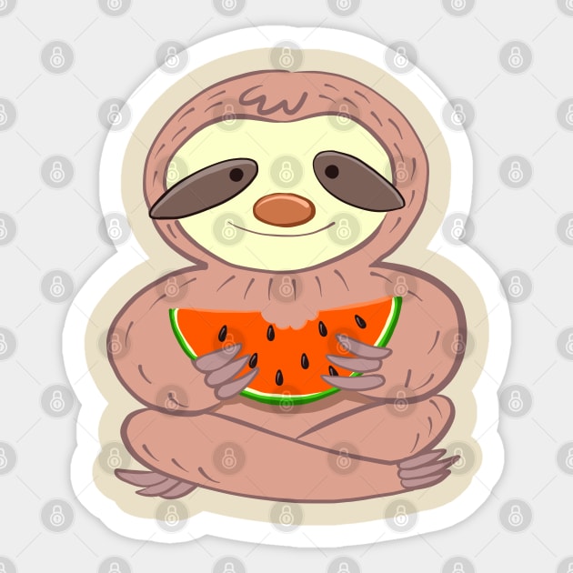 Sloth sitting and eating watermelo Sticker by duxpavlic